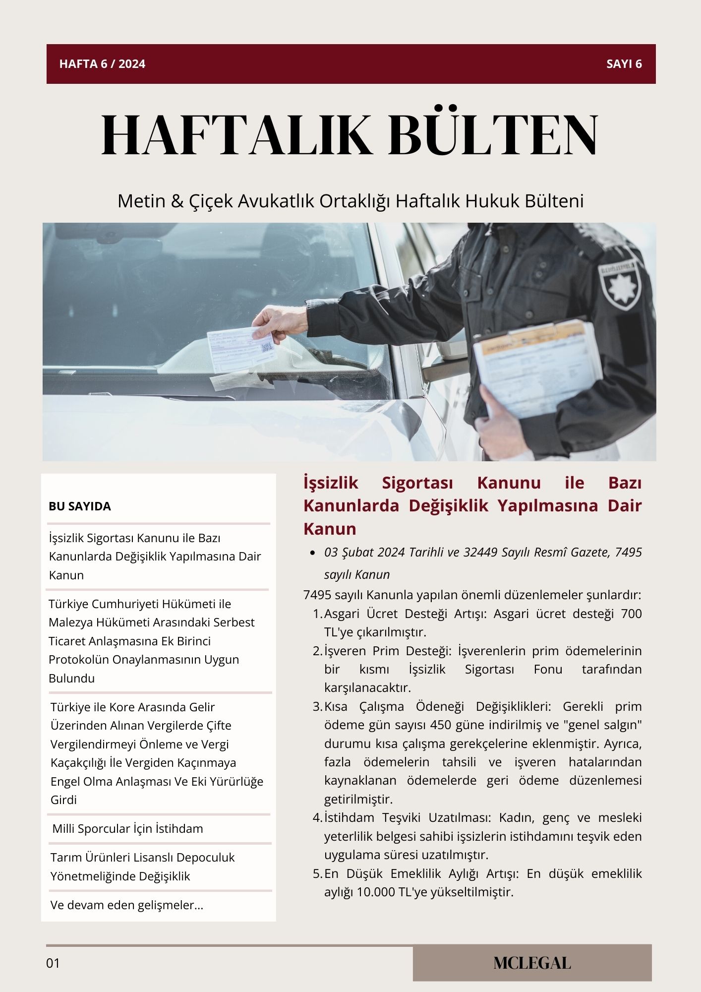 Haftalık Hukuk Bülteni 6. Hafta / Sayı 6