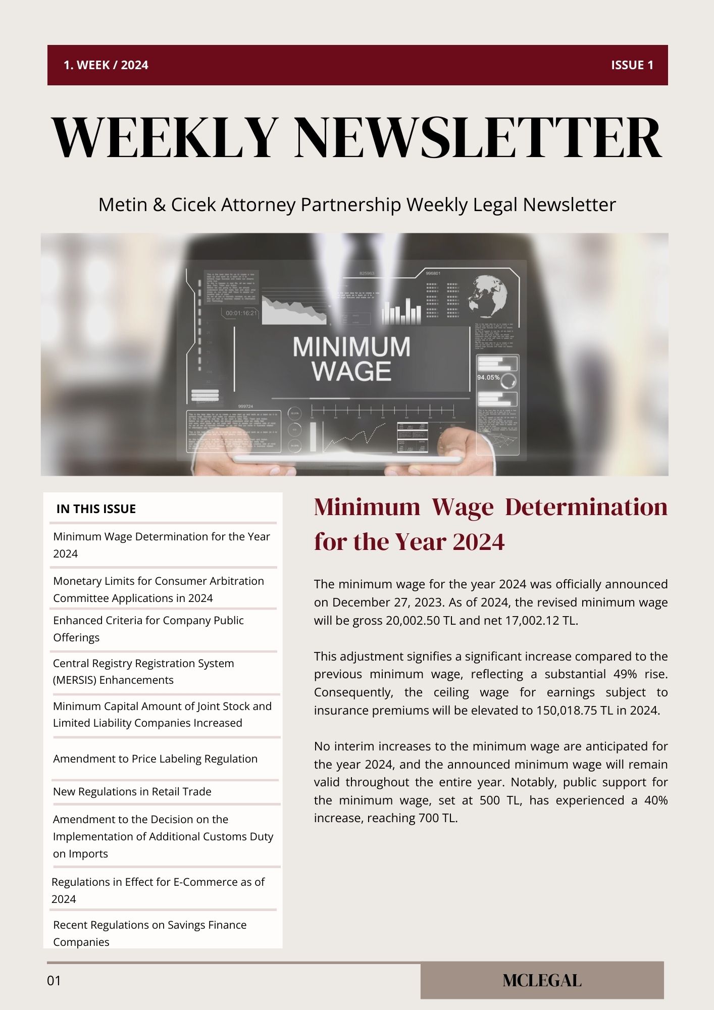 Weekly Legal Newsletter / Issue 1
