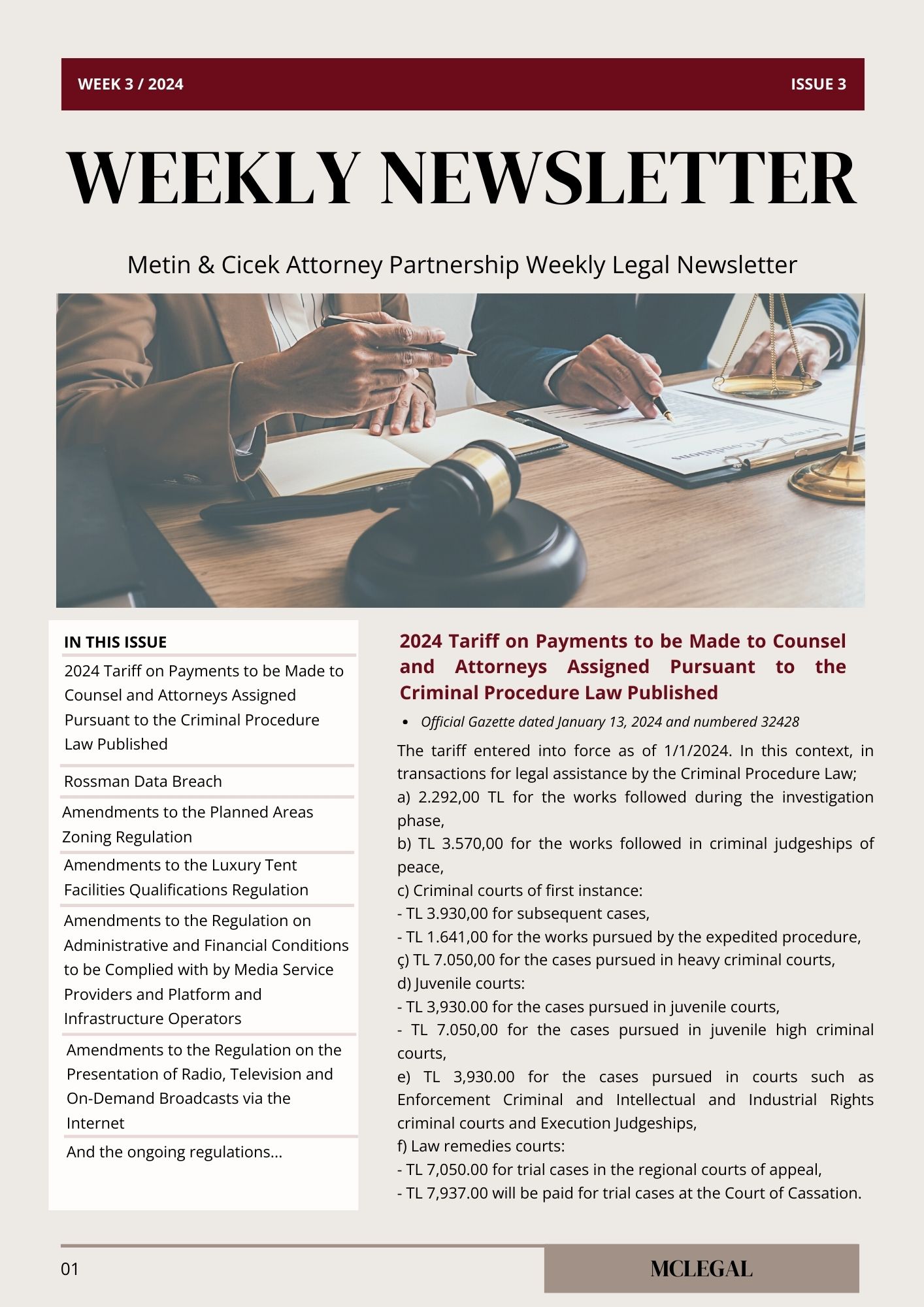Weekly Legal Newsletter / Issue 3