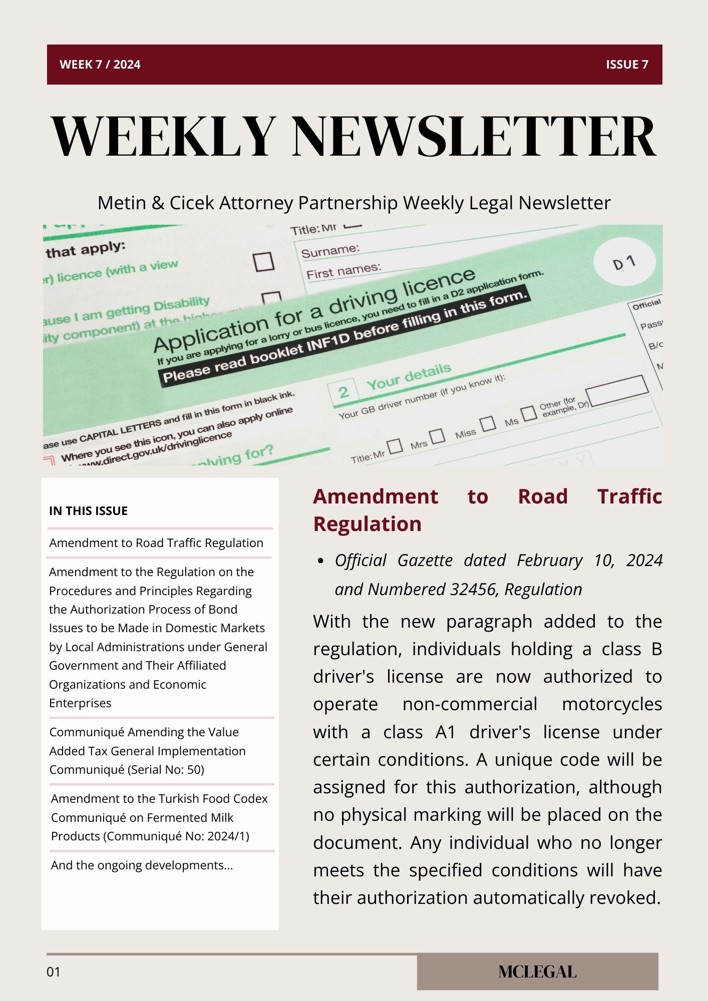 Weekly Legal Newsletter / Issue 7