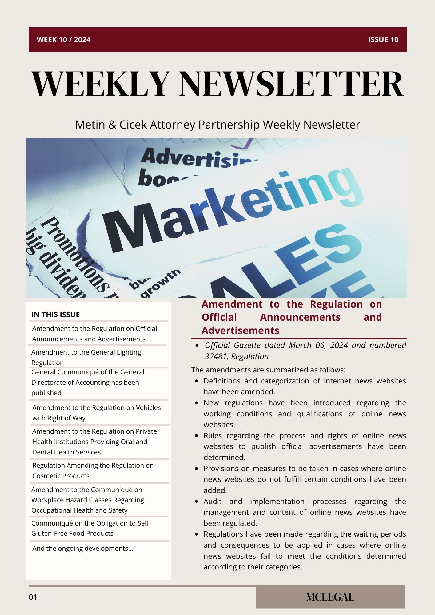 Weekly Legal Newsletter / Issue 10
