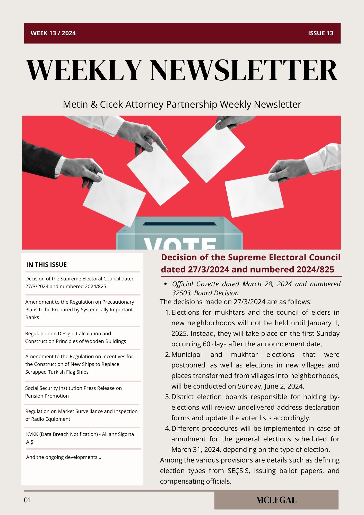 Weekly Legal Newsletter / Issue 13