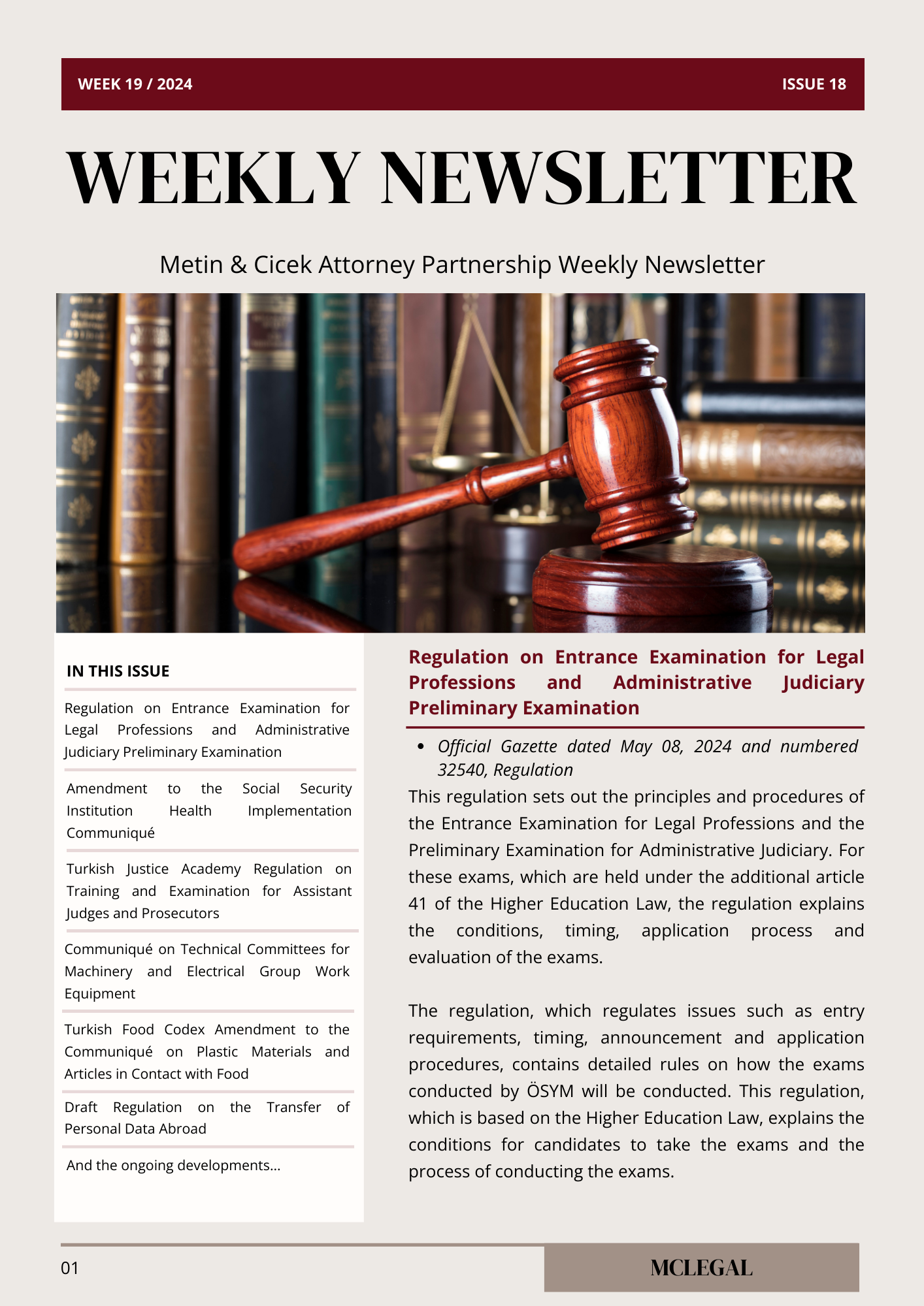 Weekly Legal Newsletter / Issue 18
