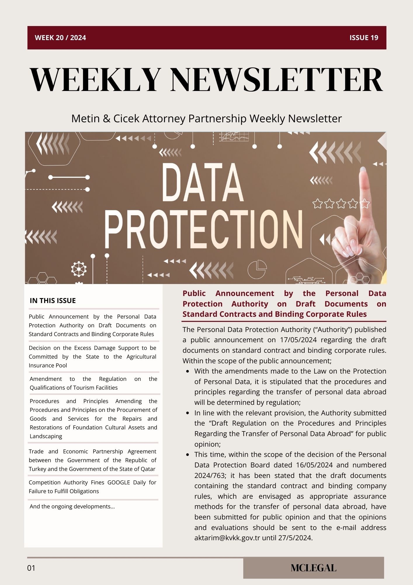 Weekly Legal Newsletter / Issue 19