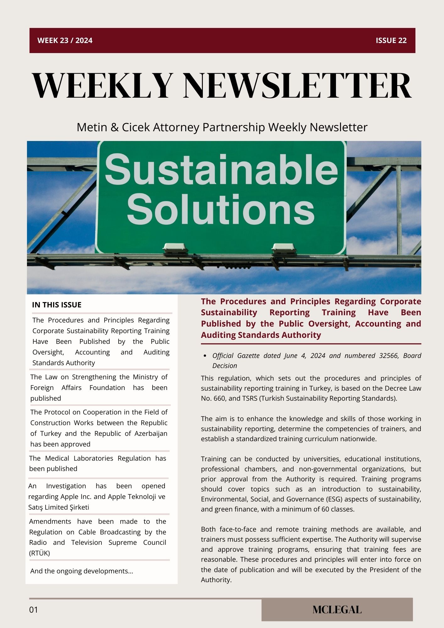 Weekly Legal Newsletter / Issue 22