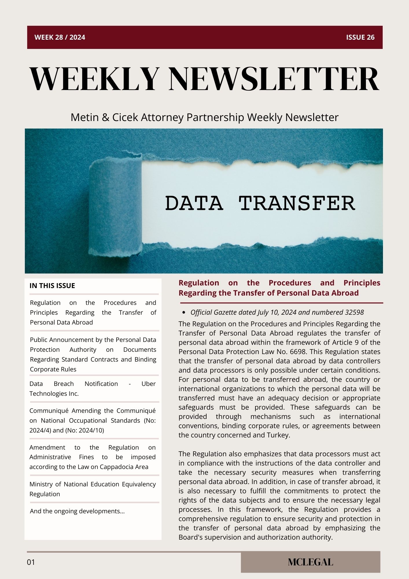 Weekly Legal Newsletter / Issue 26
