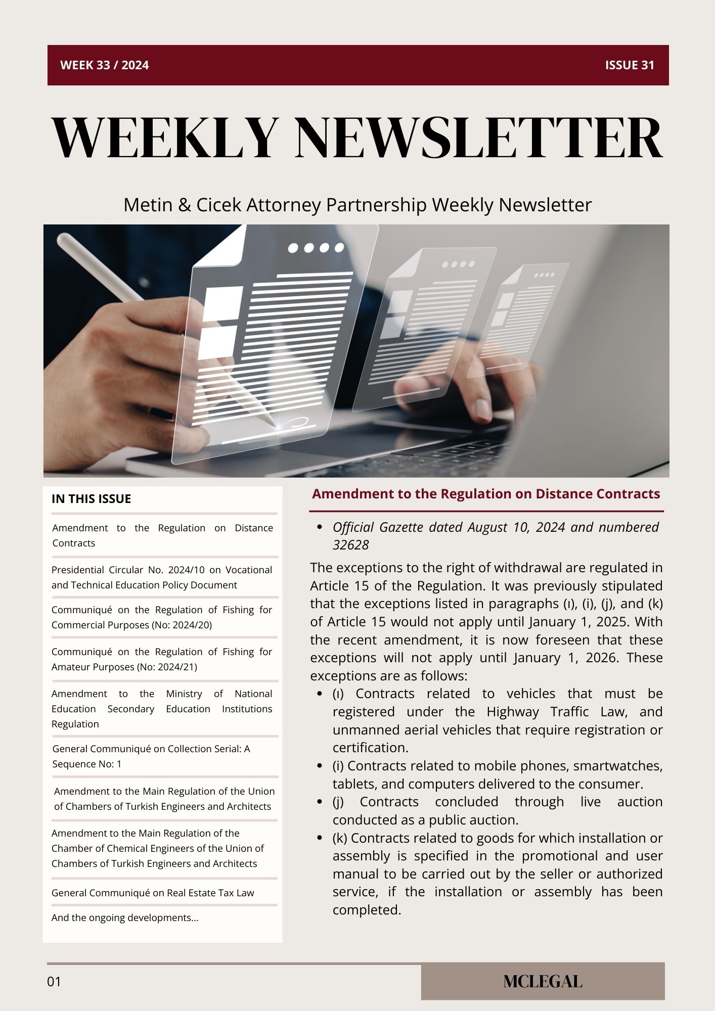 Weekly Legal Newsletter / Issue 31