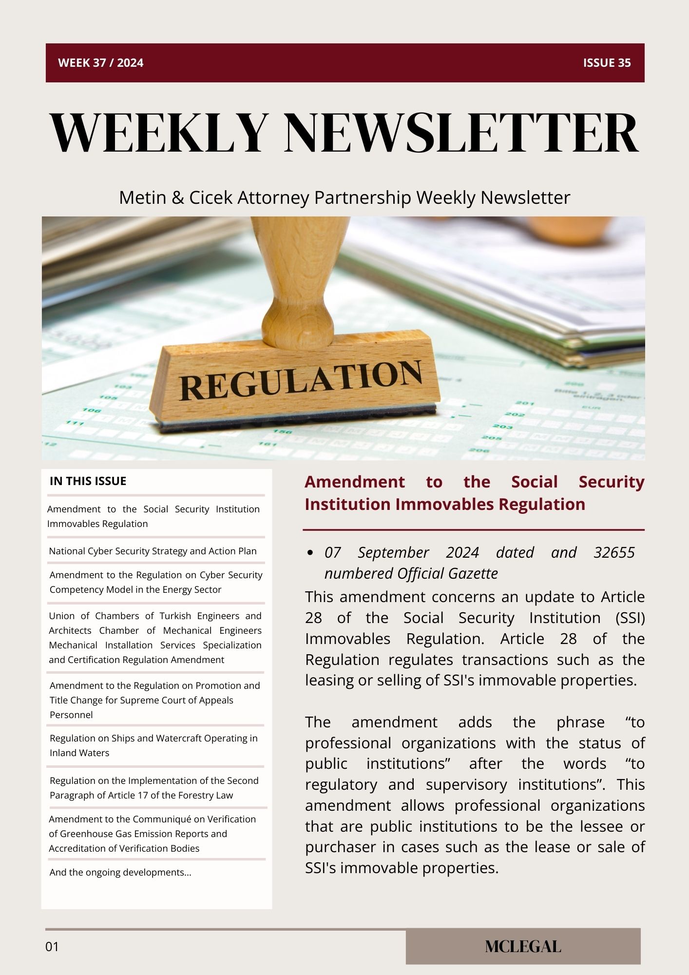 Weekly Legal Newsletter / Issue 35