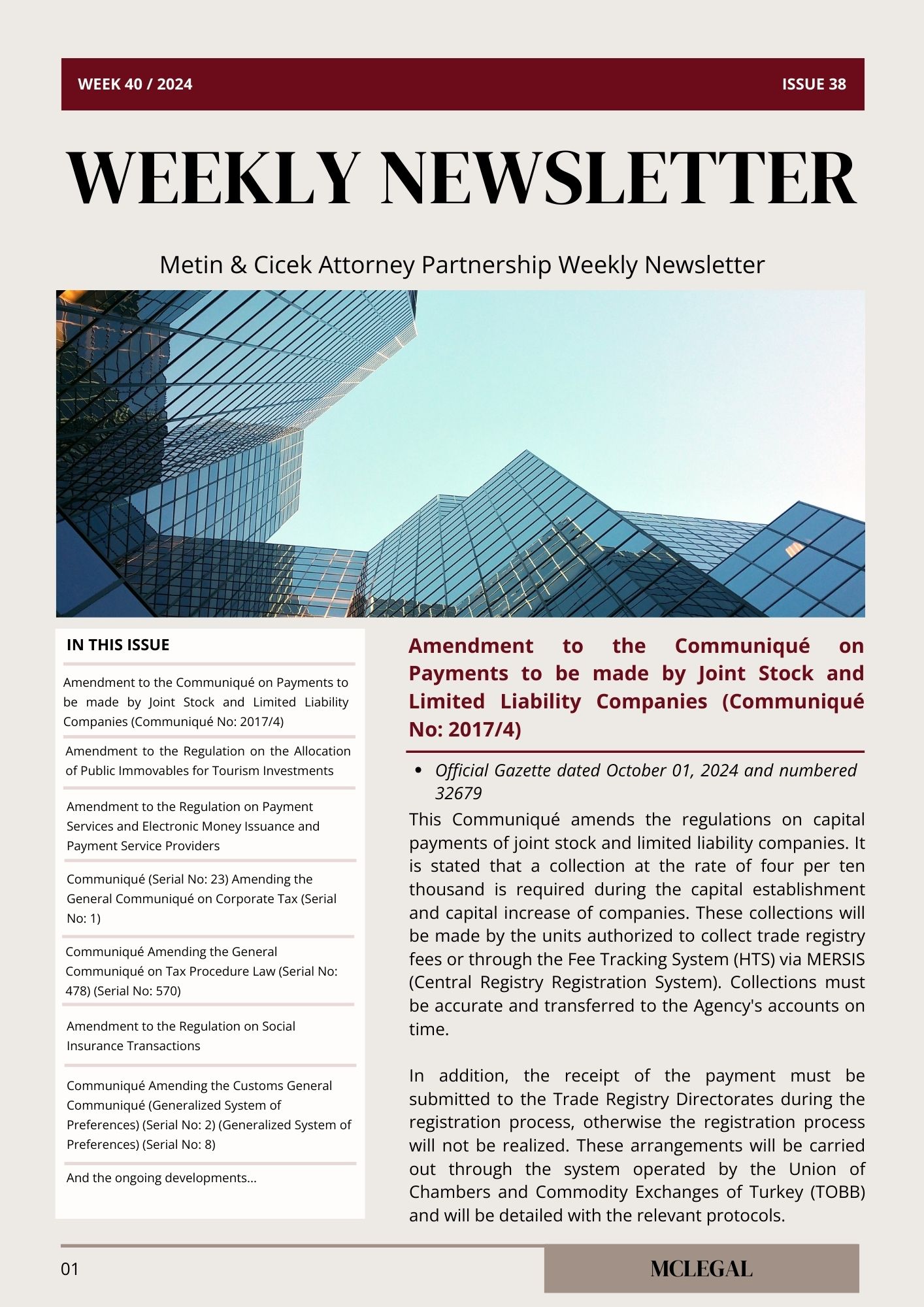 Weekly Legal Newsletter / Issue 38