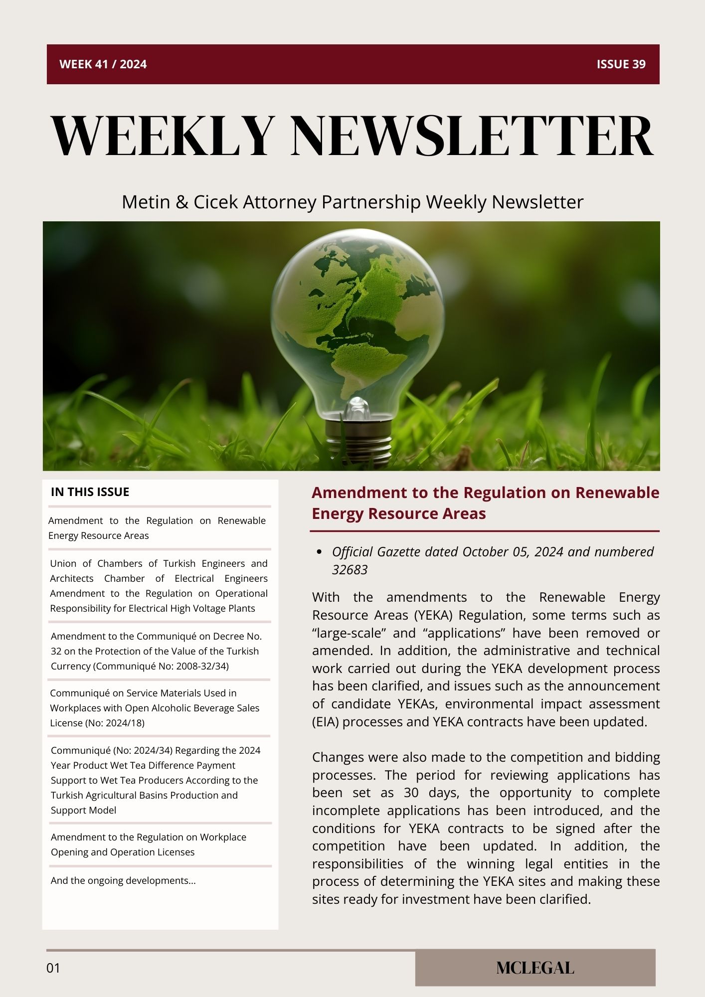 Weekly Legal Newsletter / Issue 39