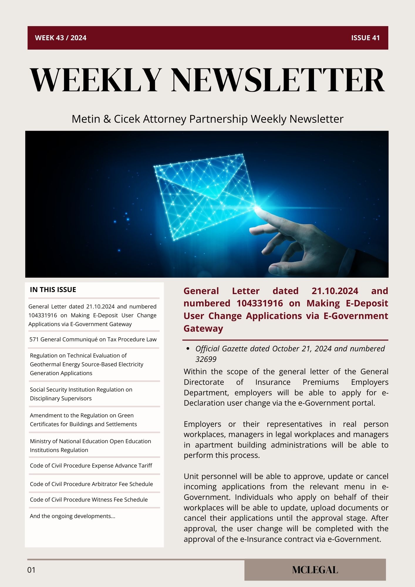 Weekly Legal Newsletter / Issue 41