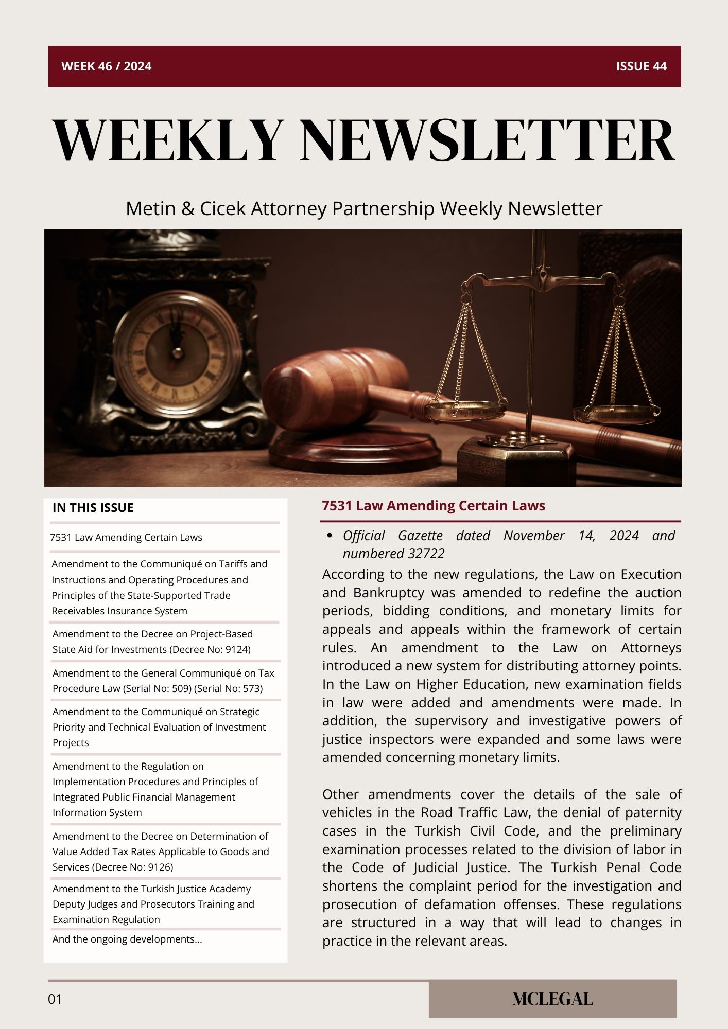 Weekly Legal Newsletter / Issue 44