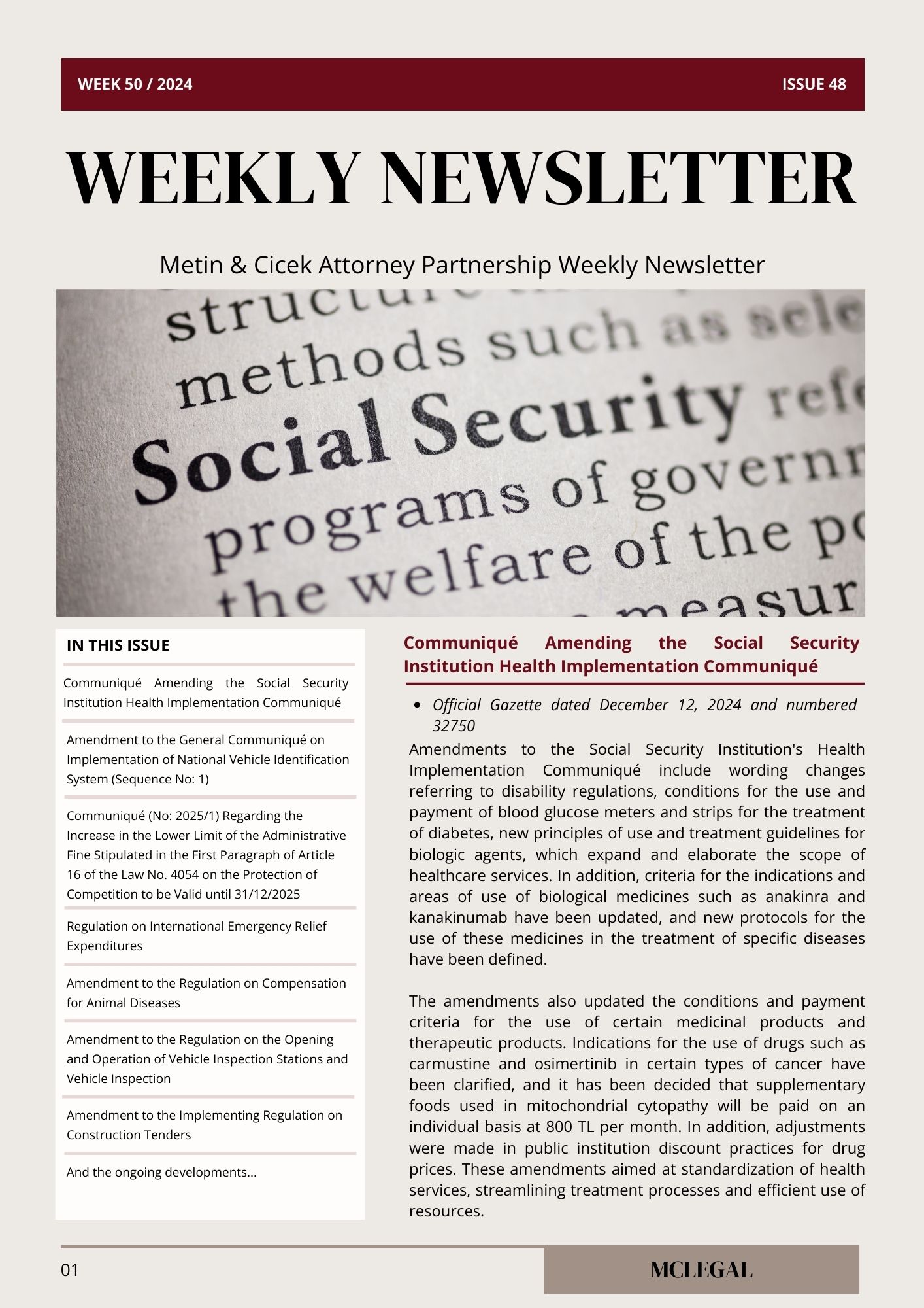 Weekly Legal Newsletter / Issue 48