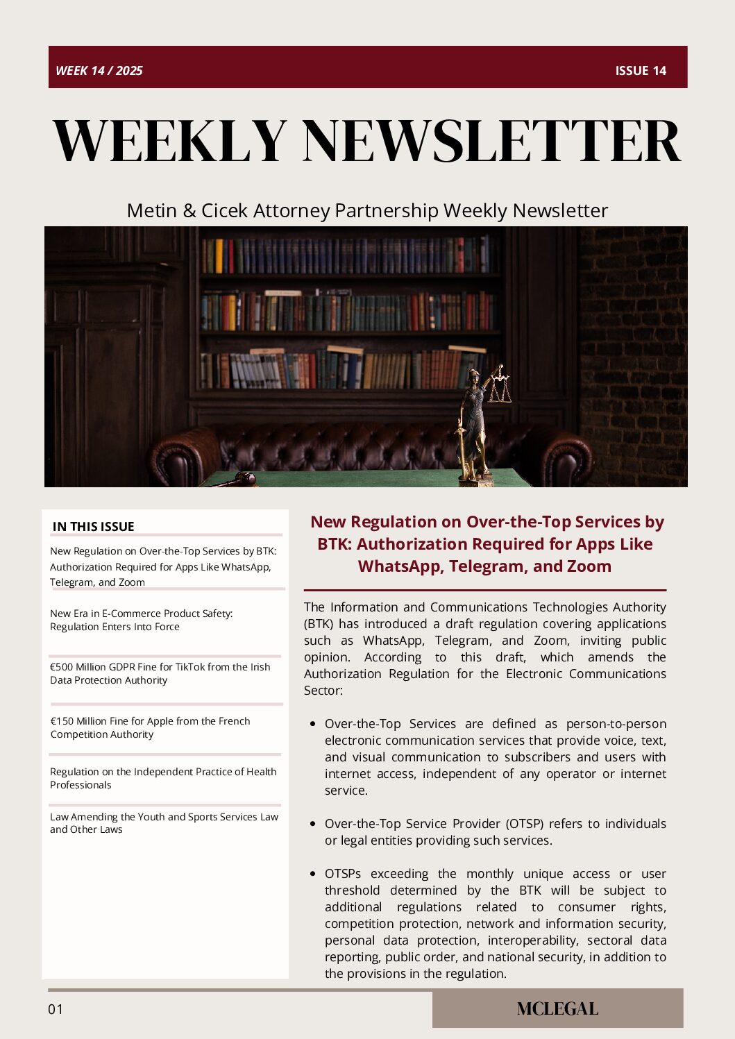 Weekly Legal Newsletter / Issue 14