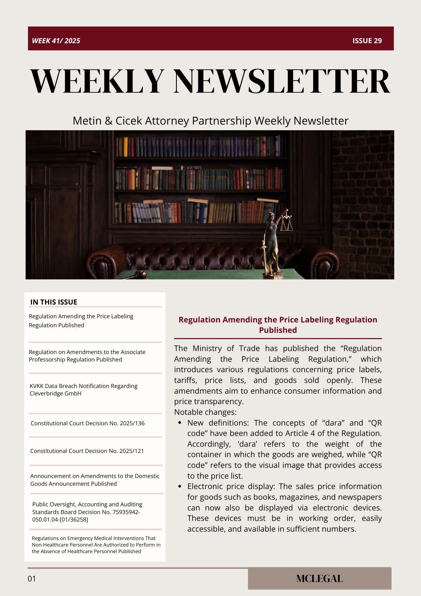 Weekly Legal Newsletter / Issue 29