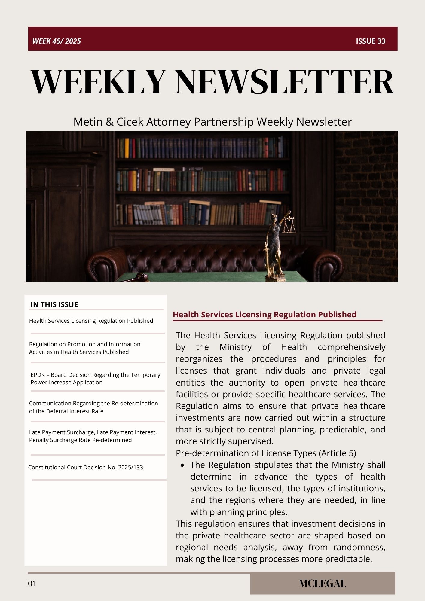 Weekly Legal Newsletter / Issue 33