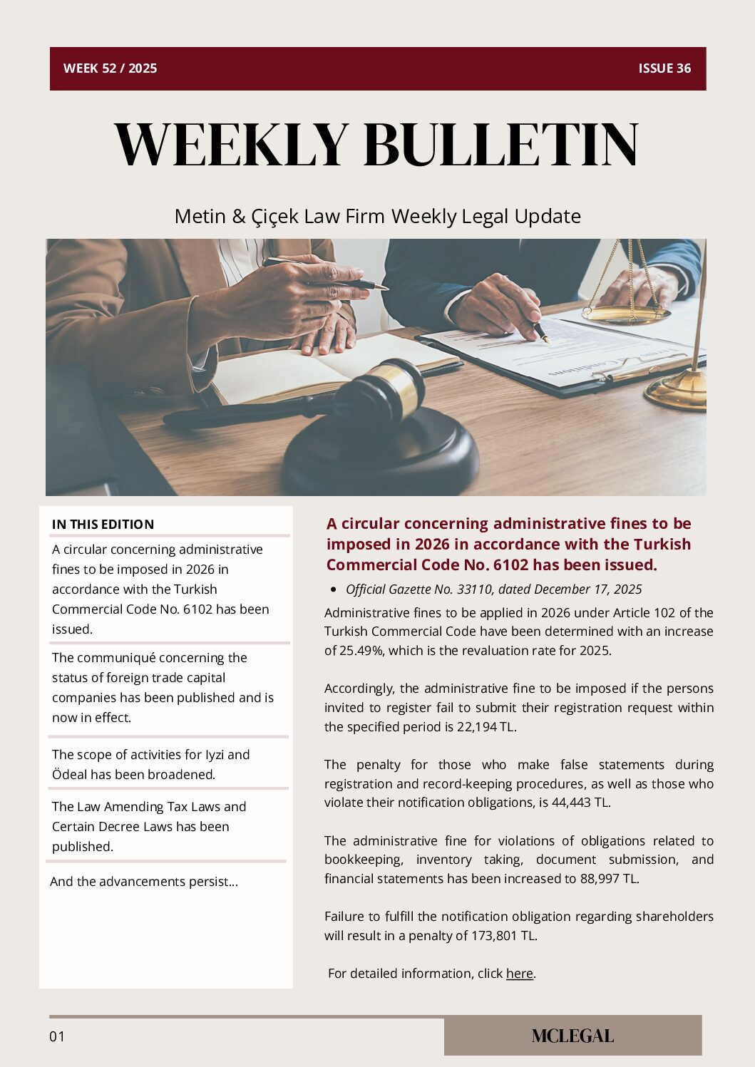 Weekly Legal Newsletter / Issue 36