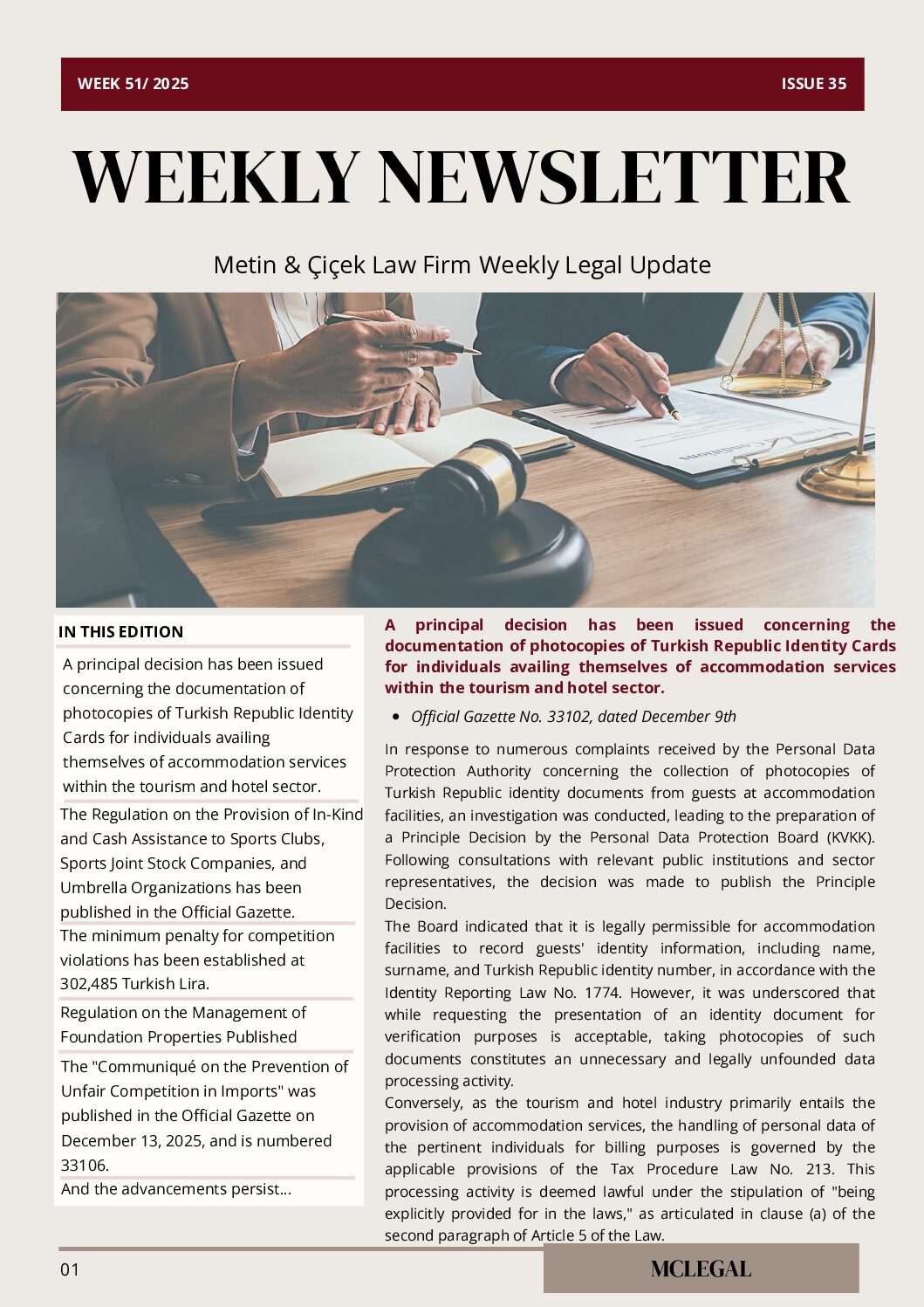 Weekly Legal Newsletter / Issue 35